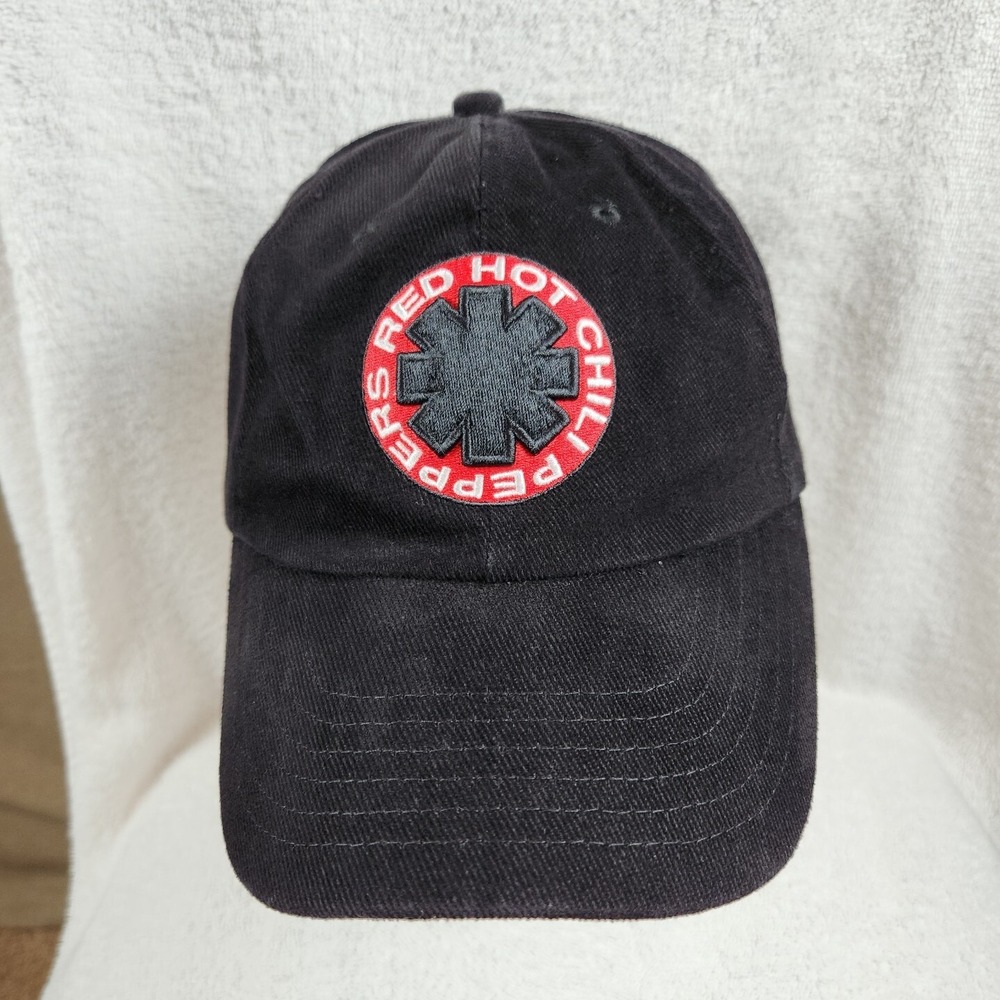 VTG Red Hot Chili Peppers Hat Cap Strapback Black Embroidered Logo Red Hots Y2K
